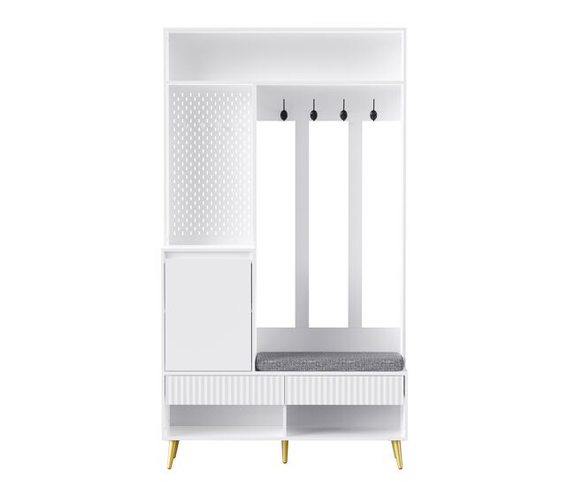 Mueble recibidor de mdf con zapatero,blanco