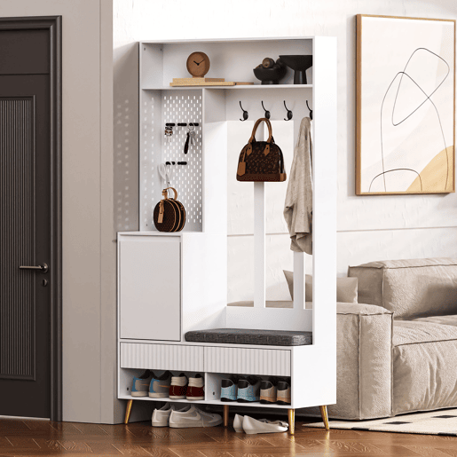 Móvel de entrada de mdf com sapateira,branco