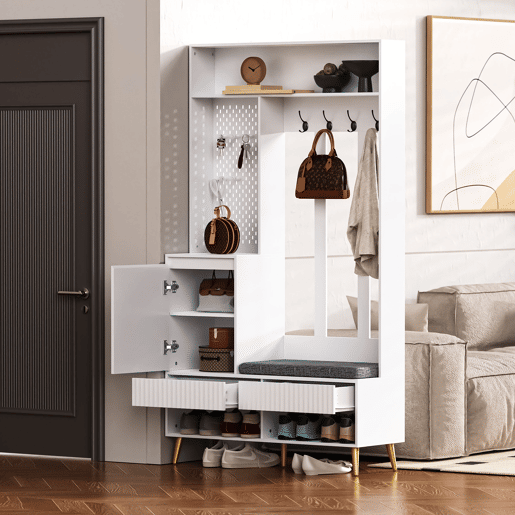 Móvel de entrada de mdf com sapateira,branco