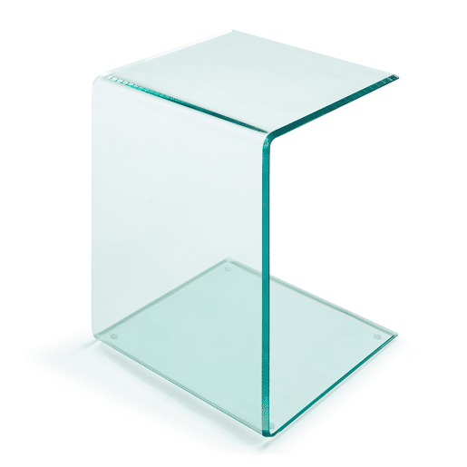 Mesa de apoio Trölmapilu em forma de C vidro 60x40x40cm - Transparente en.casa