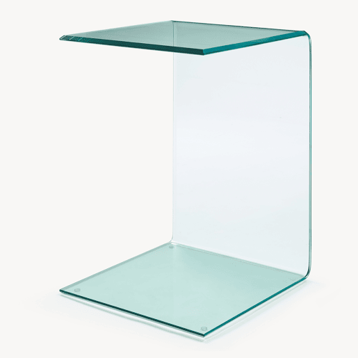 Mesa de apoio Trölmapilu em forma de C vidro 60x40x40cm - Transparente en.casa