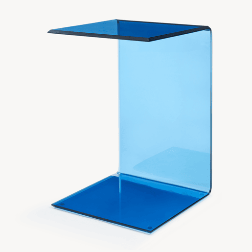 Mesa de apoio Trölmapilu em forma de C vidro 60x40x40cm - Azul en.casa