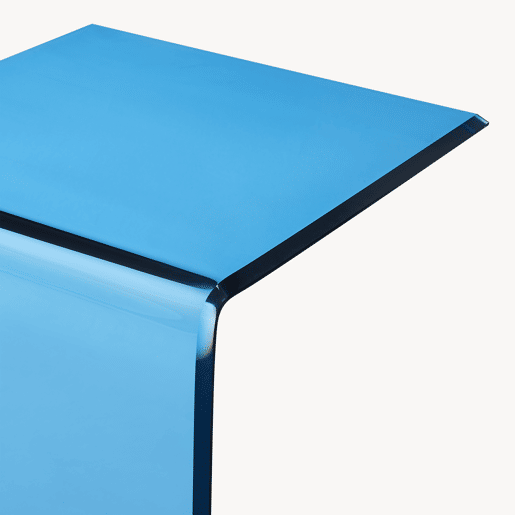 Mesa de apoio Trölmapilu em forma de C vidro 60x40x40cm - Azul en.casa