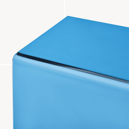 Mesa de apoio Trölmapilu em forma de C vidro 60x40x40cm - Azul en.casa