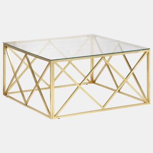 Mesa de Centro, Mesa baixa, aço inoxidável e vidro temperado dourado