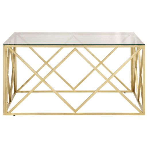 Mesa de Centro, Mesa baixa, aço inoxidável e vidro temperado dourado Mesa de Centro, Mesa baixa, aço inoxidável e vidro temperado dourado