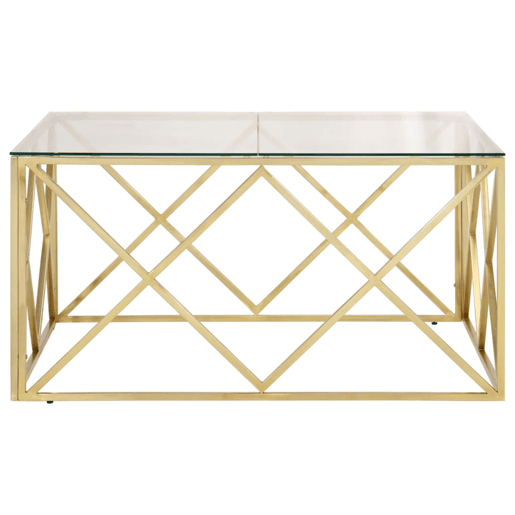 Mesa de Centro, Mesa baixa, aço inoxidável e vidro temperado dourado Mesa de Centro, Mesa baixa, aço inoxidável e vidro temperado dourado