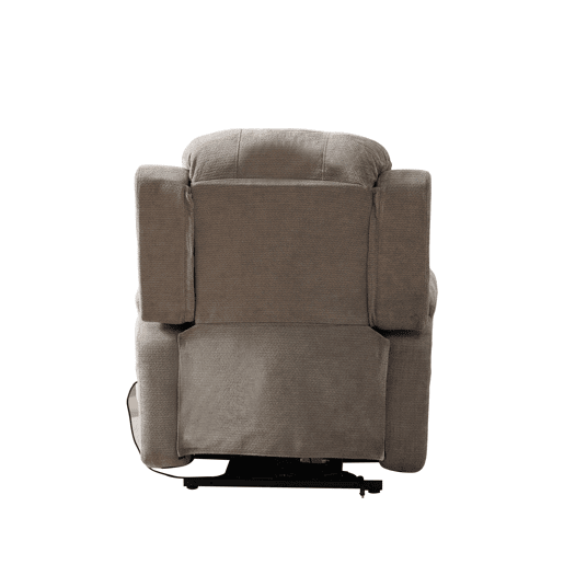 Poltrona relax elétrica com elevação - massagem e aquecimento, encosto e apoio para os pés ajustáveis, bolsos laterais e porta-copos - Cinza