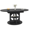 Mesa de jantar extensível com espaço de arrumação 110u2013150 cm - transformável de redonda em oval, acabamento com efeito de madeira, carga máxima de 60 kg - Preto