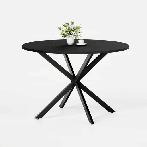 Mesa de jantar redonda de 120 cm - pés em X, multifuncional para cozinha, sala de jantar, escritório em casa, varanda ou mesa auxiliar - preta