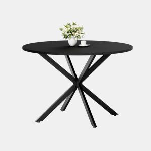 Mesa de jantar redonda de 120 cm - pés em X, multifuncional para cozinha, sala de jantar, escritório em casa, varanda ou mesa auxiliar - preta