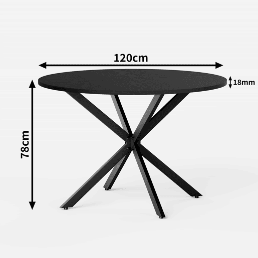 Mesa de jantar redonda de 120 cm - pés em X, multifuncional para cozinha, sala de jantar, escritório em casa, varanda ou mesa auxiliar - preta