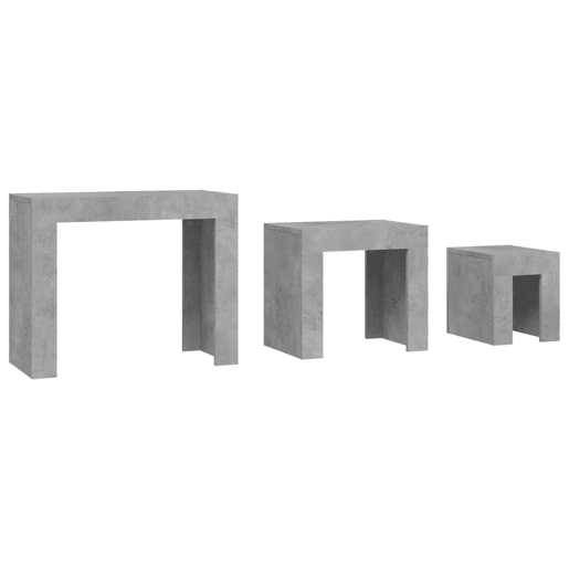 3 pcs Mesas de Centro - Mesas baixas de encastrar derivados madeira cinza cimento