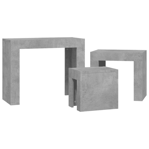 3 pcs Mesas de Centro - Mesas baixas de encastrar derivados madeira cinza cimento