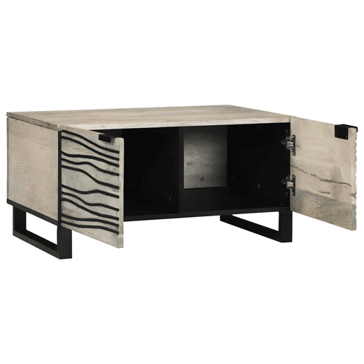 Mesa de Centro, Mesa baixa, Bege e Preto 80 x 50 x 40 cm