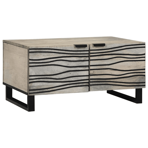 Mesa de Centro, Mesa baixa, Bege e Preto 80 x 50 x 40 cm
