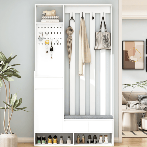 Móvel de entrada de mdf com sapateira,branco Móvel de entrada de mdf com sapateira,branco