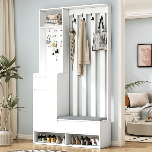 Móvel de entrada de mdf com sapateira,branco Móvel de entrada de mdf com sapateira,branco