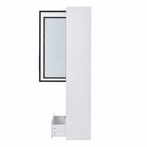 Vitrine alta 80 x 34 x 180 cm - com 1 gaveta, portas de vidro, iluminação LED e compartimentos abertos, armário de exposição para sala de estar - Branco Vitrine alta 80 x 34 x 180 cm - com 1 gaveta, portas de vidro, iluminação LED e compartimentos abertos, armário de exposição para sala de estar - Branco