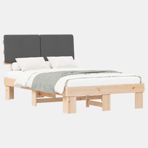 Estrutura de Cama de casal moderno com Cabeceira Estofada Cinza Escuro