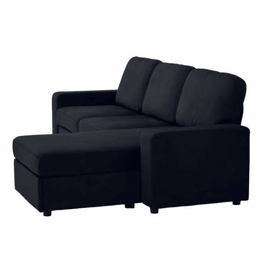 Sofá de canto de 3 lugares - com arrumação, chaise longue, molas ensacadas, capas removíveis, design moderno - preto Sofá de canto de 3 lugares - com arrumação, chaise longue, molas ensacadas, capas removíveis, design moderno - preto