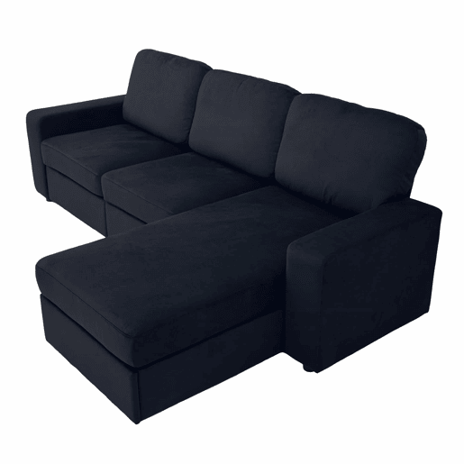 Sofá de canto de 3 lugares - com arrumação, chaise longue, molas ensacadas, capas removíveis, design moderno - preto Sofá de canto de 3 lugares - com arrumação, chaise longue, molas ensacadas, capas removíveis, design moderno - preto