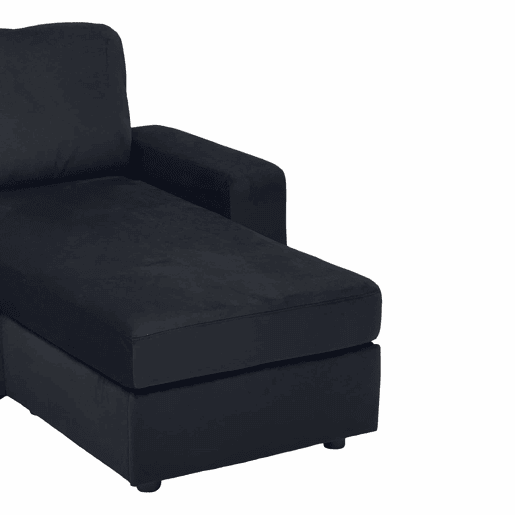 Sofá de canto de 3 lugares - com arrumação, chaise longue, molas ensacadas, capas removíveis, design moderno - preto Sofá de canto de 3 lugares - com arrumação, chaise longue, molas ensacadas, capas removíveis, design moderno - preto