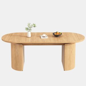 Mesa de jantar extensível - com compartimento de arrumação oculto, tampo reforçado em MDF de alta estabilidade, design flexível para espaços pequenos, cozinha, escritório e sala de estar - Natural e castanho claro