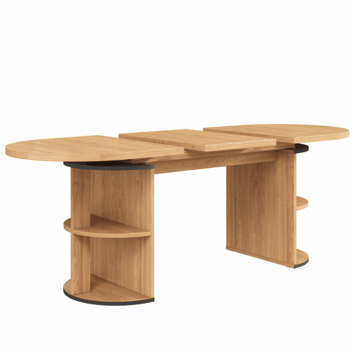 Mesa de jantar extensível - com compartimento de arrumação oculto, tampo reforçado em MDF de alta estabilidade, design flexível para espaços pequenos, cozinha, escritório e sala de estar - Natural e castanho claro