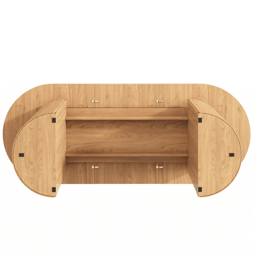 Mesa de jantar extensível - com compartimento de arrumação oculto, tampo reforçado em MDF de alta estabilidade, design flexível para espaços pequenos, cozinha, escritório e sala de estar - Natural e castanho claro