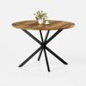 Mesa de jantar redonda de 120 cm - estilo rústico tipo quinta com pés em X, mesa multifuncional para cozinha, sala de estar, escritório, varanda ou café, design retro - castanho e preto