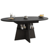 Mesa de jantar extensível - com compartimento de arrumação aberto nas pernas, design multifuncional que poupa espaço para a sala de estar e de jantar, tampo reforçado, cantos arredondados - Preto