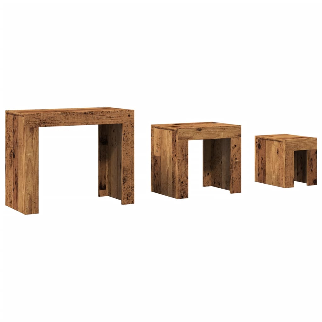 3 pzs Mesas de Café - Mesas de Centro 61x30 Madera