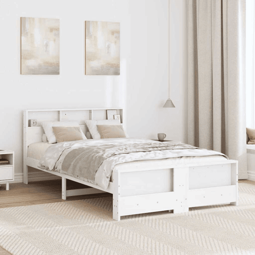 Estrutura De Cama De Casal Simple - Branco 140 x 190 cm Madeira processada