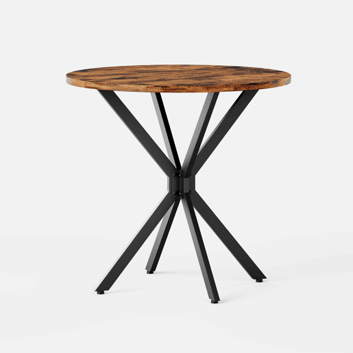 Mesa de jantar redonda Ø80 cm - Estilo industrial com pés em X para cozinha, escritório em casa e sala de jantar - Castanho vintage e preto