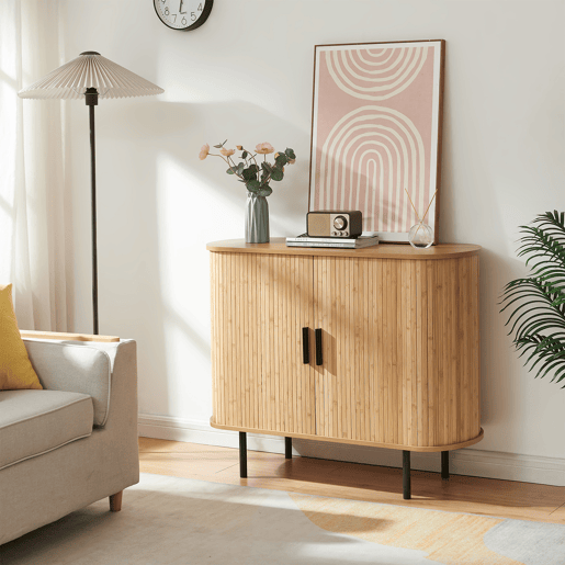 Armário lateral  Sapateira Tvedestrand bambu 100x40x80 cm naturalpreto en.casa