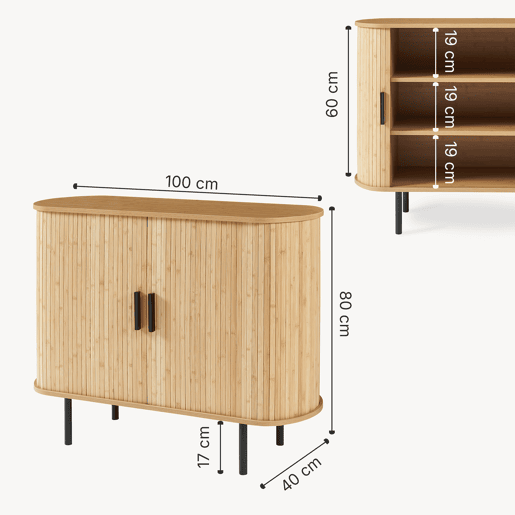 Armário lateral  Sapateira Tvedestrand bambu 100x40x80 cm naturalpreto en.casa