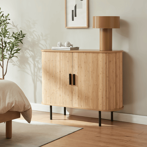 Armário lateral  Sapateira Tvedestrand bambu 100x40x80 cm naturalpreto en.casa