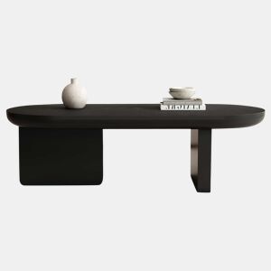Mesa de centro 119,7 x 49,8 x 35,5 cm - moderna e minimalista, oval, em MDF com acabamento em pintura pulverizada, mesa de sala, para sofá e café - preta