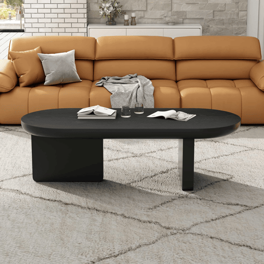 Mesa de centro 119,7 x 49,8 x 35,5 cm - moderna e minimalista, oval, em MDF com acabamento em pintura pulverizada, mesa de sala, para sofá e café - preta Mesa de centro 119,7 x 49,8 x 35,5 cm - moderna e minimalista, oval, em MDF com acabamento em pintura pulverizada, mesa de sala, para sofá e café - preta
