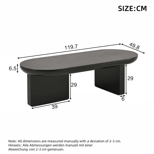 Mesa de centro 119,7 x 49,8 x 35,5 cm - moderna e minimalista, oval, em MDF com acabamento em pintura pulverizada, mesa de sala, para sofá e café - preta Mesa de centro 119,7 x 49,8 x 35,5 cm - moderna e minimalista, oval, em MDF com acabamento em pintura pulverizada, mesa de sala, para sofá e café - preta