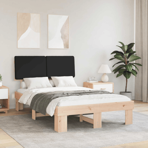 Estrutura de Cama de casal moderno com Cabeceira Estofada Preto 120 x 200 cm
