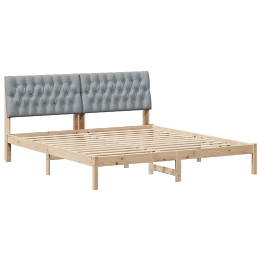 Estrutura de Cama de casal moderno com Cabeceira Estofada Castanho 180 x 200 cm
