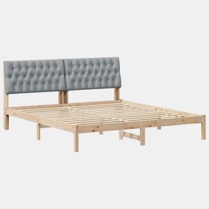 Estrutura de Cama de casal moderno com Cabeceira Estofada Castanho 180 x 200 cm