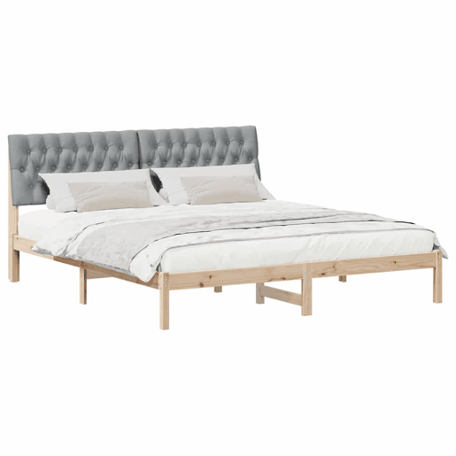 Estrutura de Cama de casal moderno com Cabeceira Estofada Castanho 180 x 200 cm