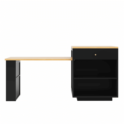 Ilha de cozinha extensível com gavetas 122,5-195,5 cm - faixa de luz LED RGB, vitrina de vidro, acabamento em veios de madeira, utilização multifuncional para cozinha, sala de jantar e balcão - preto Ilha de cozinha extensível com gavetas 122,5-195,5 cm - faixa de luz LED RGB, vitrina de vidro, acabamento em veios de madeira, utilização multifuncional para cozinha, sala de jantar e balcão - preto