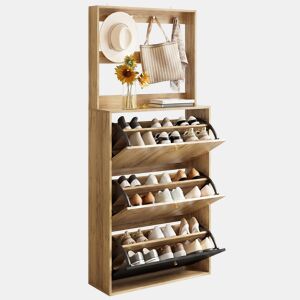 Móvel de entrada de painel de partículas com sapateira,natural+preto
