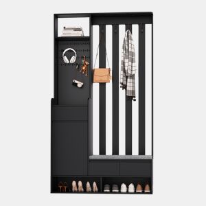 Móvel de entrada de mdf com sapateira,preto