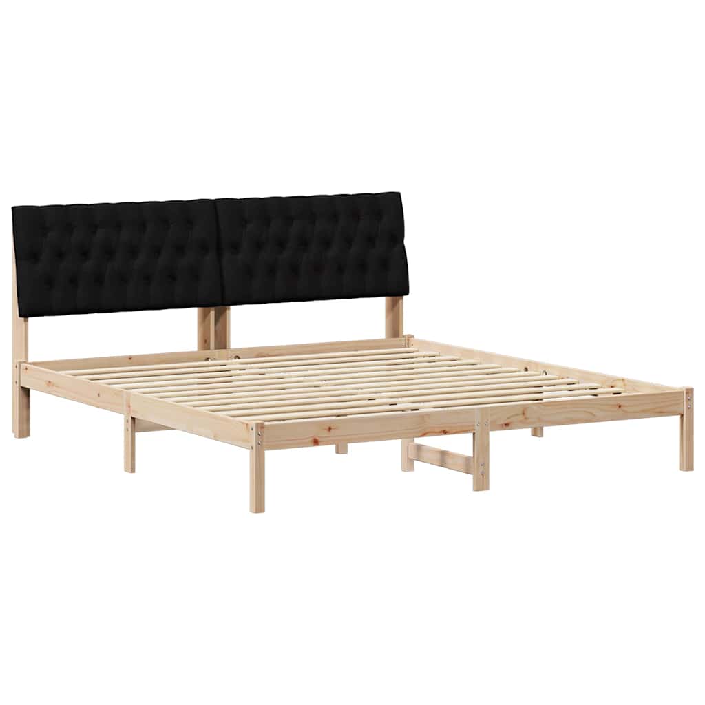 Estructura de cama matrimonial 180x200 Negro/ Madera