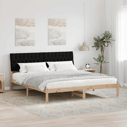 Estrutura de Cama de casal moderno com Cabeceira Estofada Castanho 180 x 200 cm
